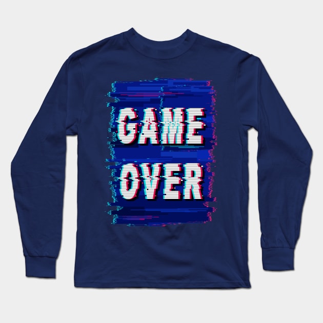 Game Over Glitch Text Distorted Long Sleeve T-Shirt by BluedarkArt